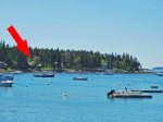 View from the Port Clyde General Store of the harbor - Cottage indicated by the red arrow